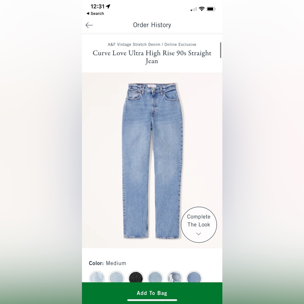 NWT Abercrombie 90s straight curve love medium wash jeans